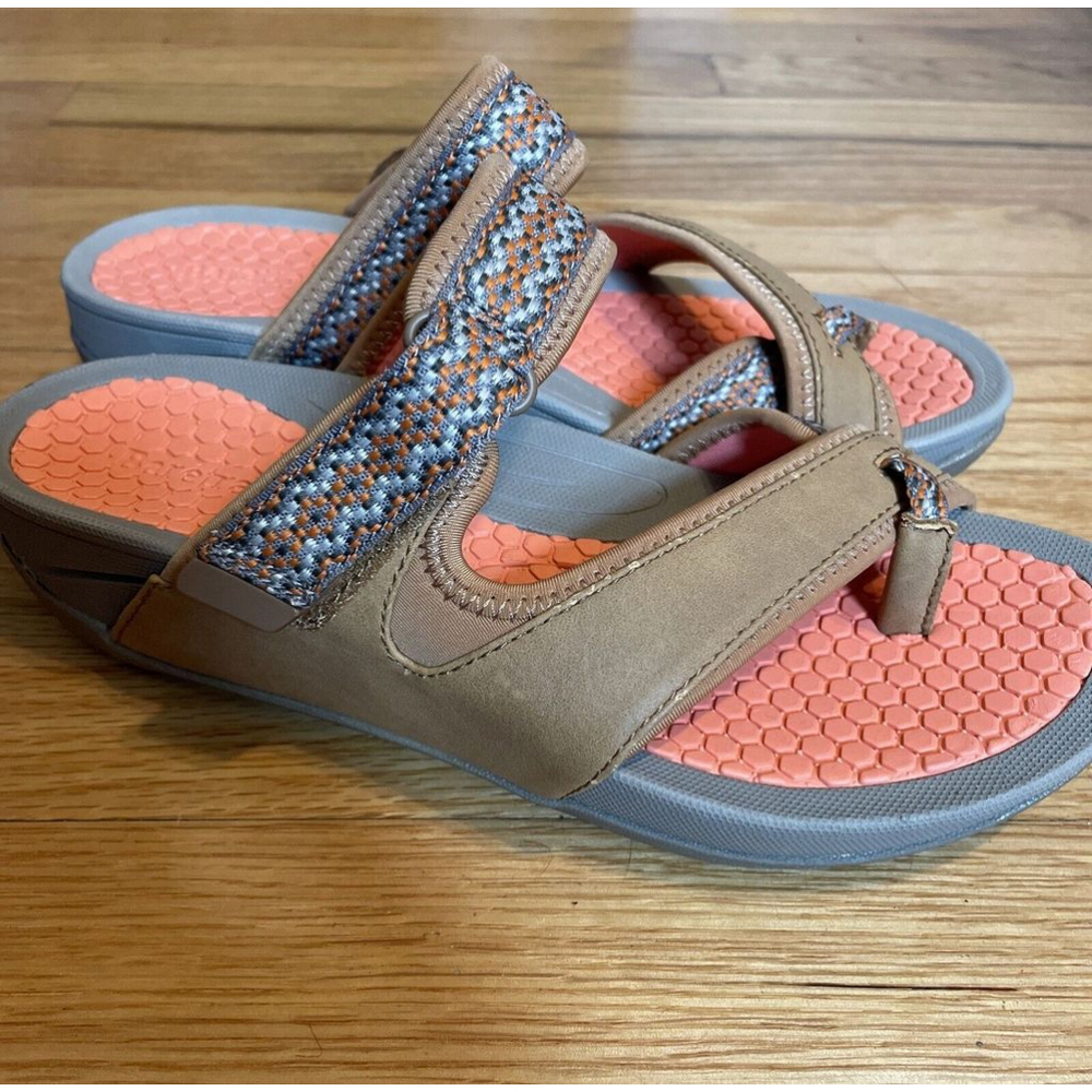 BareTraps Women s Denni Slide Multi-strap Sandal Tan And Peach NWOT Size 6